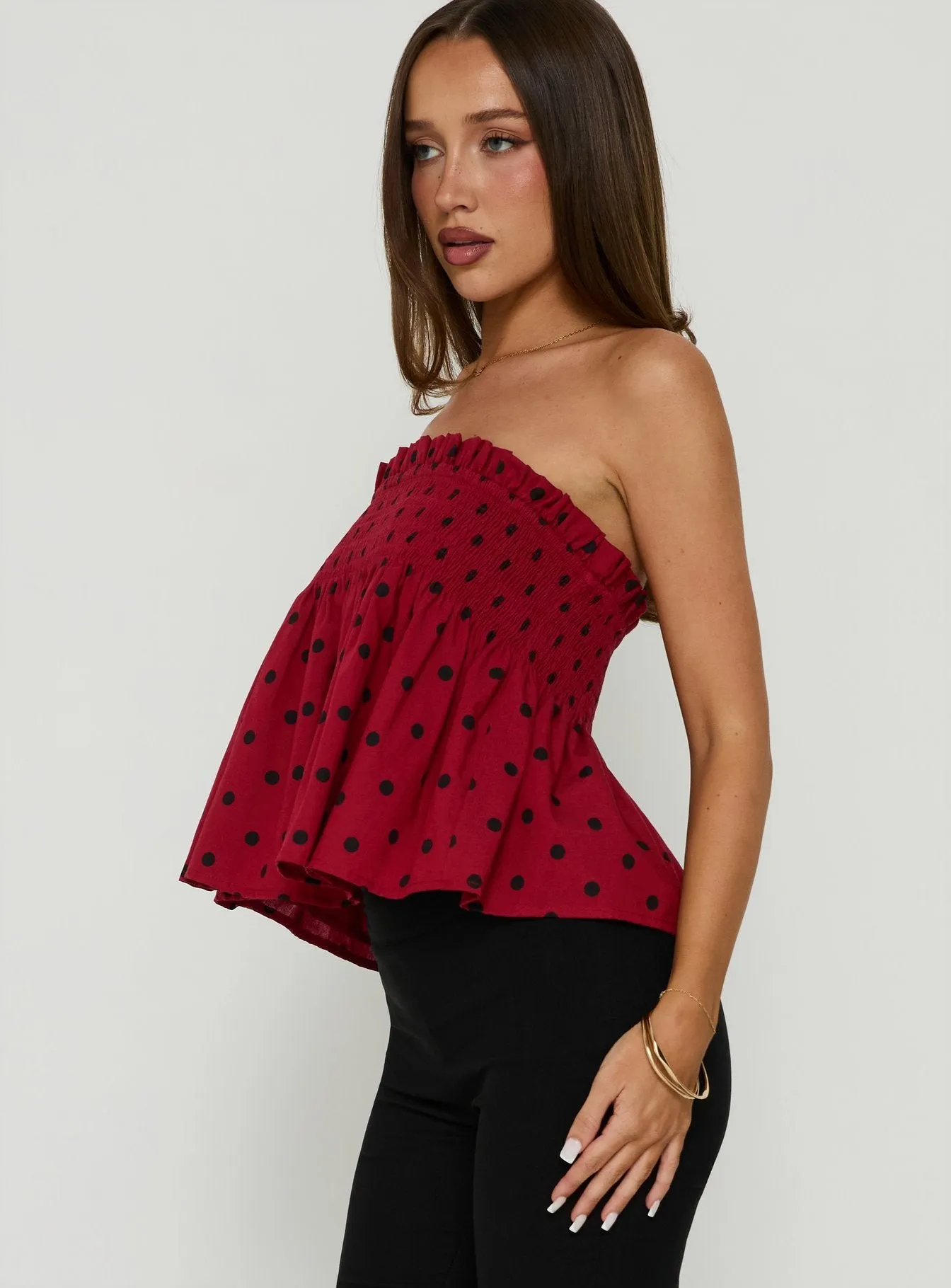 Peachy Keen Frill Cami Top Red Polka Dot sold by Princess Polly product image thumbnail 3