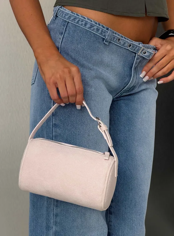Ettalie Faux Suede Shoulder Bag Pink made by Princess Polly