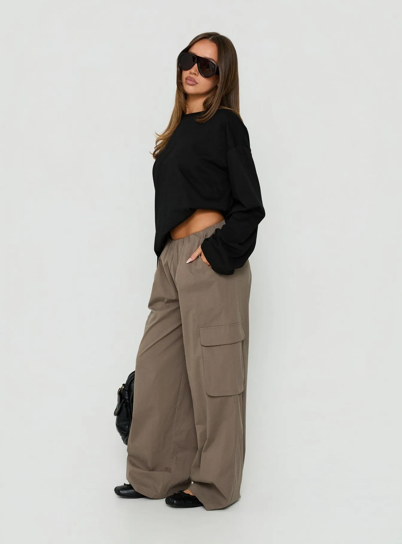 Lunea Concealed Waistband Cargo Pants Charcoal sold by Princess Polly product image thumbnail 4