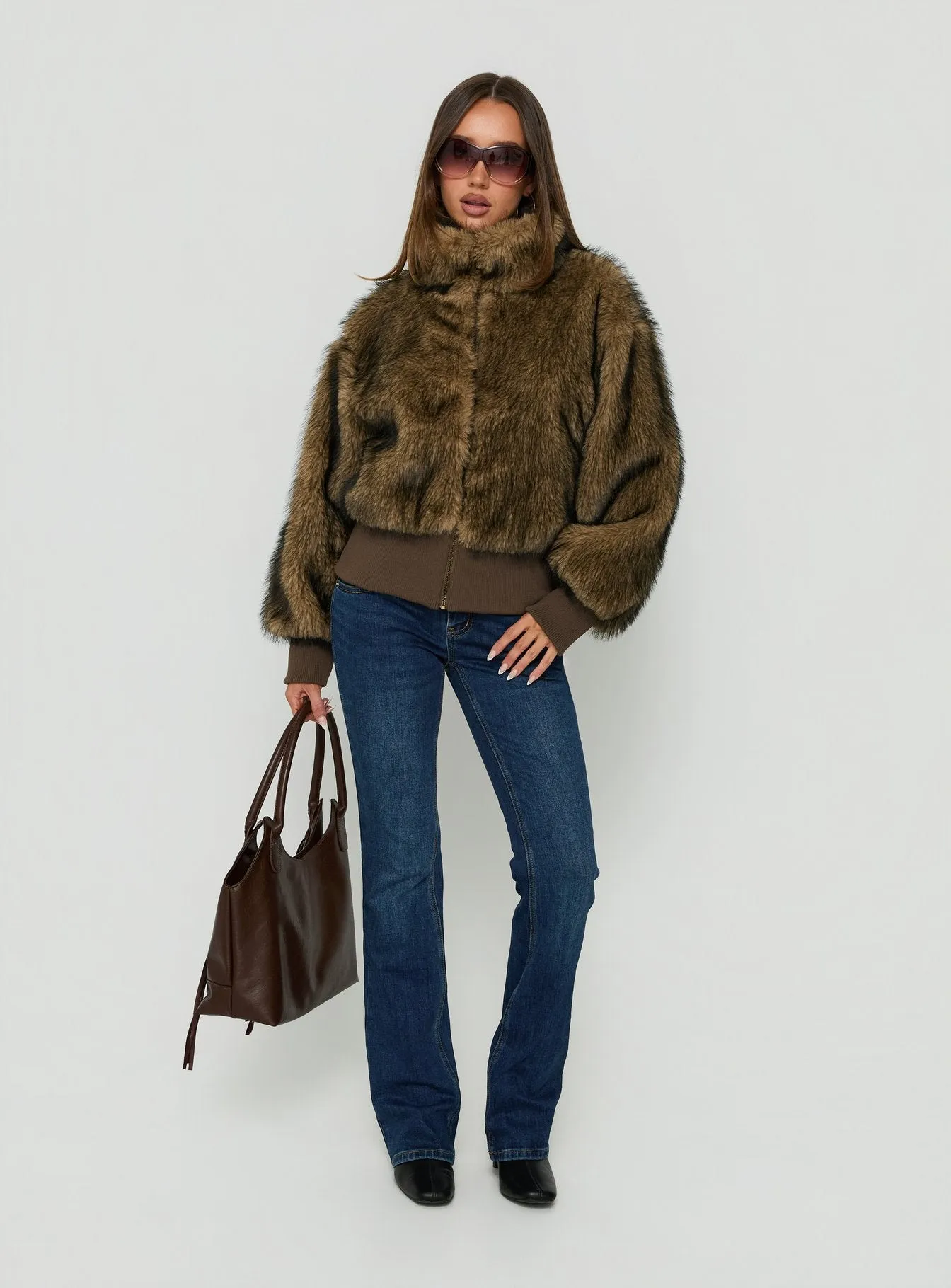 Luxia Faux Fur Funnel Neck Jacket Multi sold by Princess Polly product image thumbnail 3