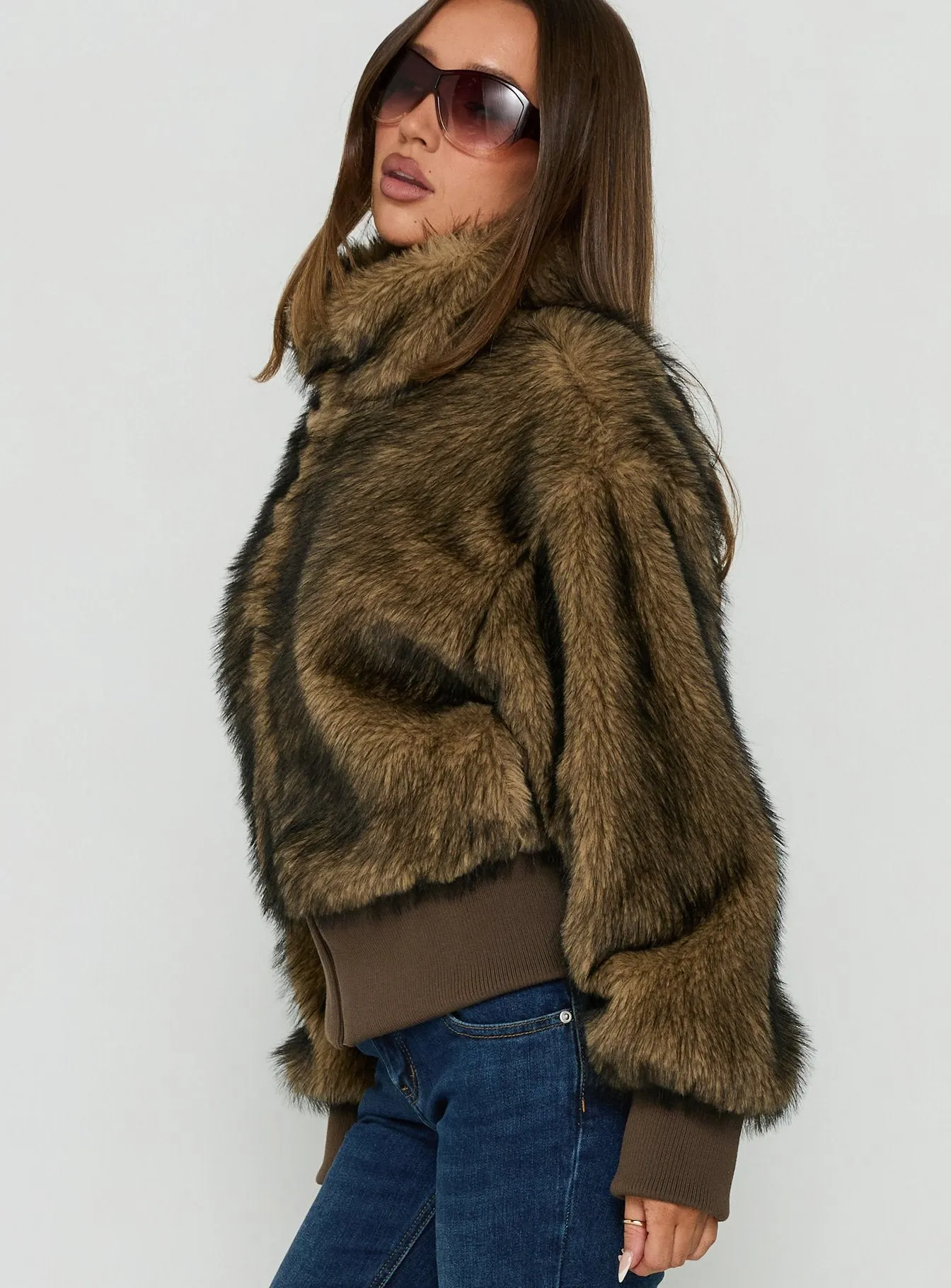 Luxia Faux Fur Funnel Neck Jacket Multi sold by Princess Polly product image thumbnail 4