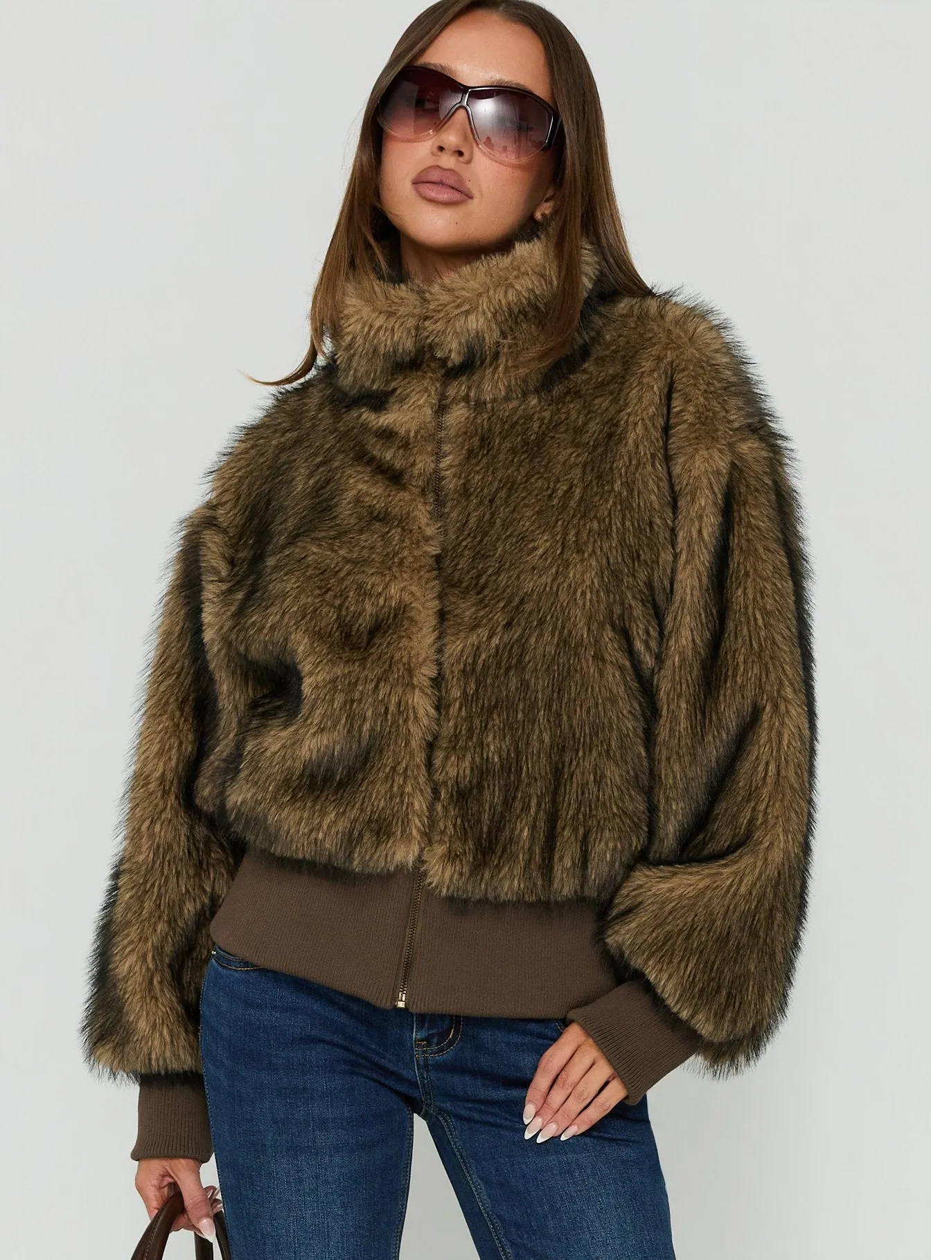 Luxia Faux Fur Funnel Neck Jacket Multi sold by Princess Polly product image thumbnail 2