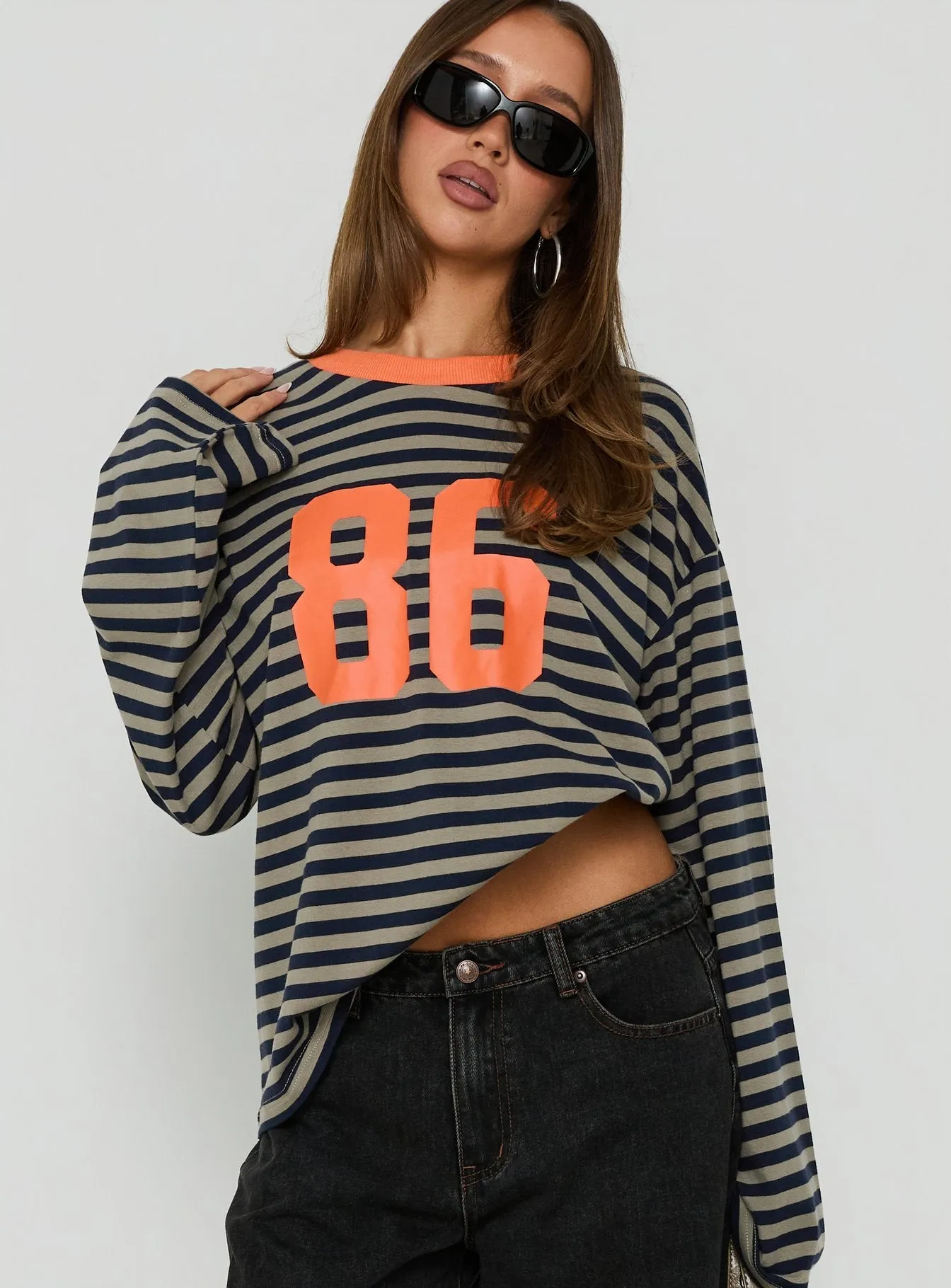 All Rounder Long Sleeve Varsity Graphic Top Multi Stripe sold by Princess Polly product image thumbnail 2