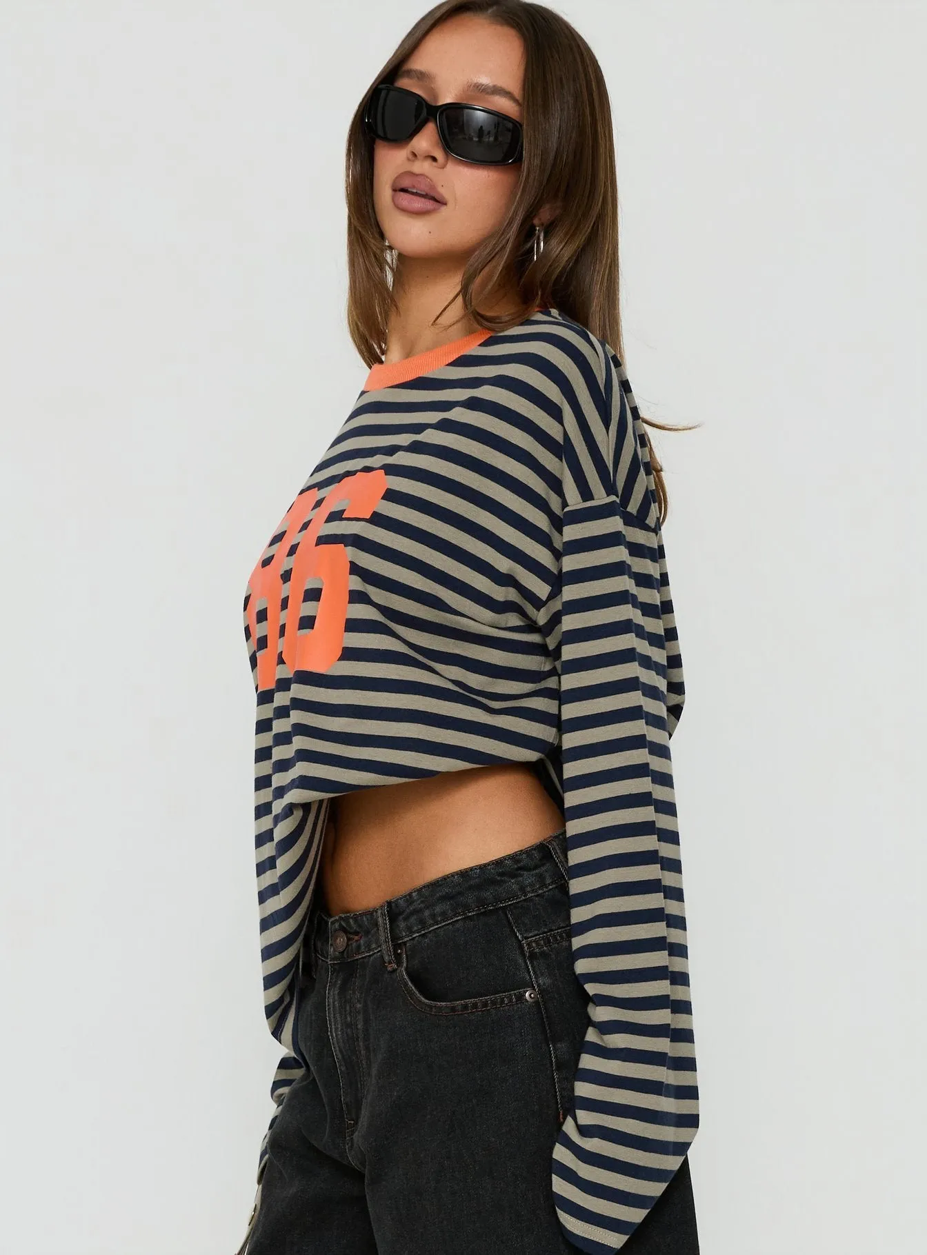 All Rounder Long Sleeve Varsity Graphic Top Multi Stripe sold by Princess Polly product image thumbnail 4