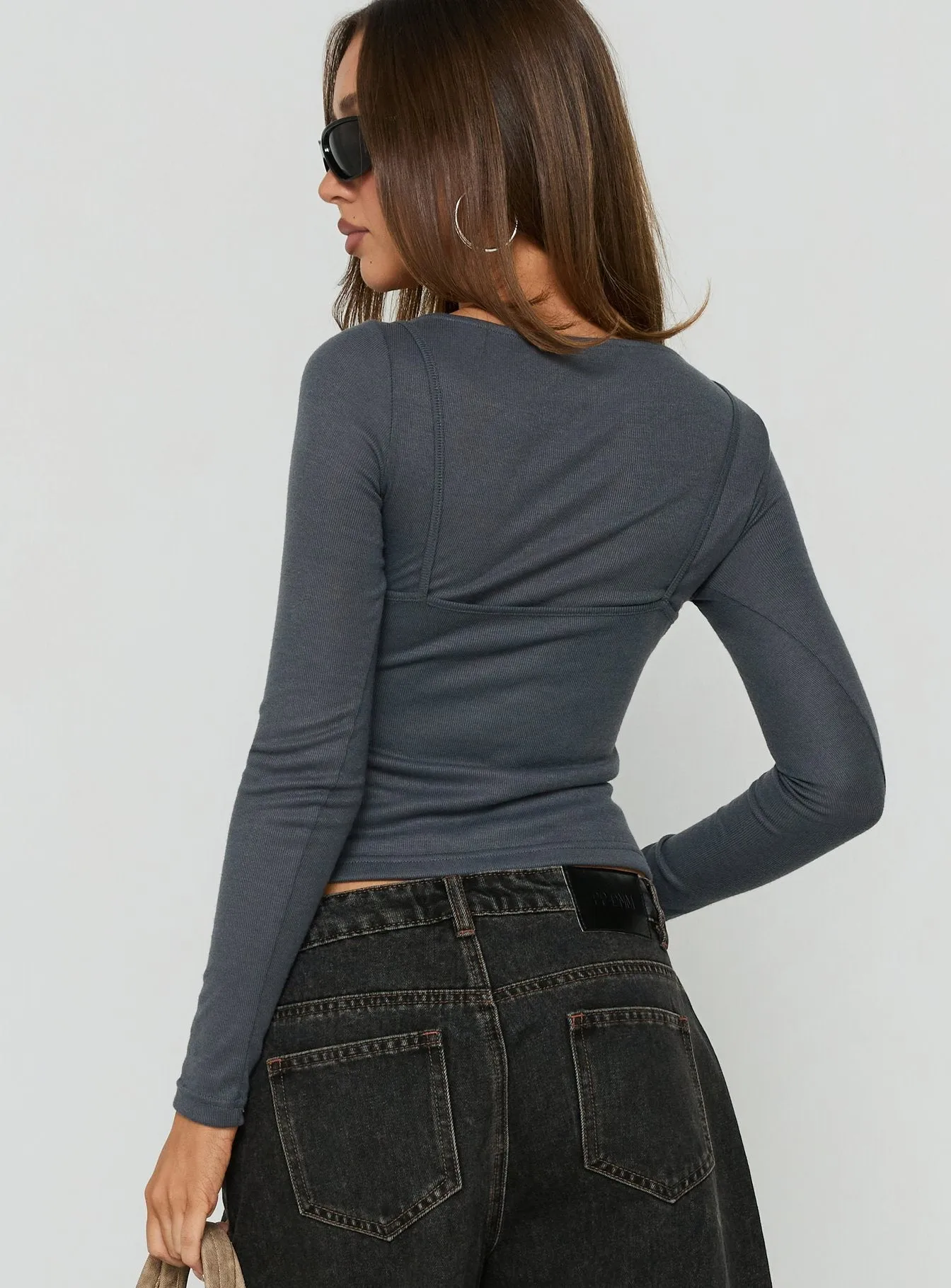 Isibella Layered Long Sleeve Top Charcoal sold by Princess Polly product image thumbnail 5