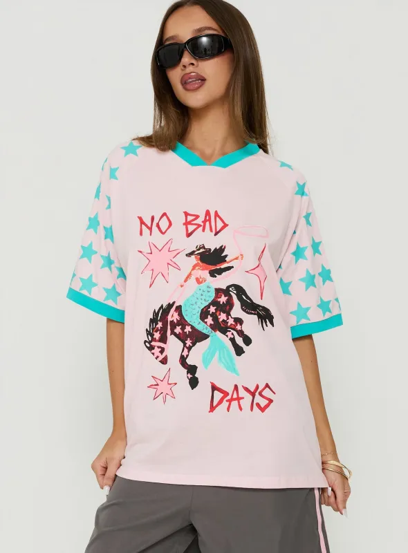 No Bad Days Oversized Graphic Tee Pink / Multi made by Princess Polly