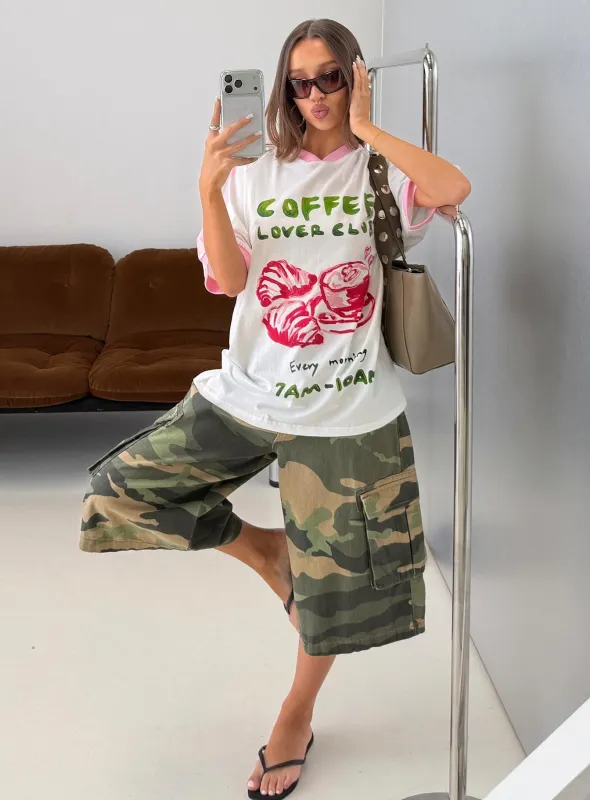 Coffee Lover Oversized Graphic Tee White / Multi made by Princess Polly