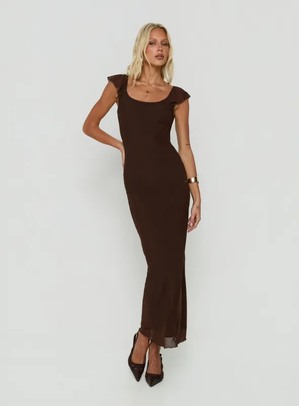 Sandberg Maxi Dress Chocolate made by Princess Polly