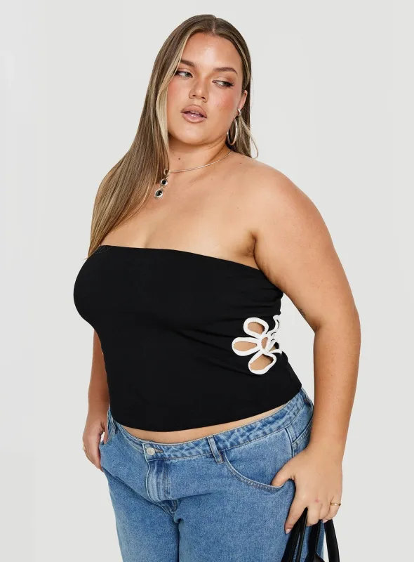 Currents Strapless Cut Out Detail Top Black Curve made by Princess Polly