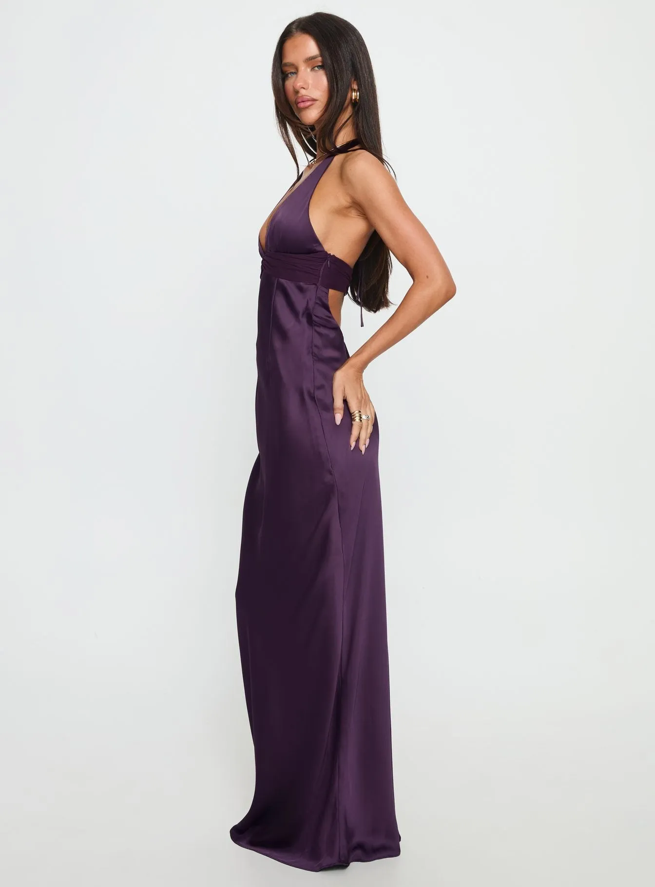 Odyssa Halter Maxi Dress Purple Petite sold by Princess Polly product image thumbnail 3
