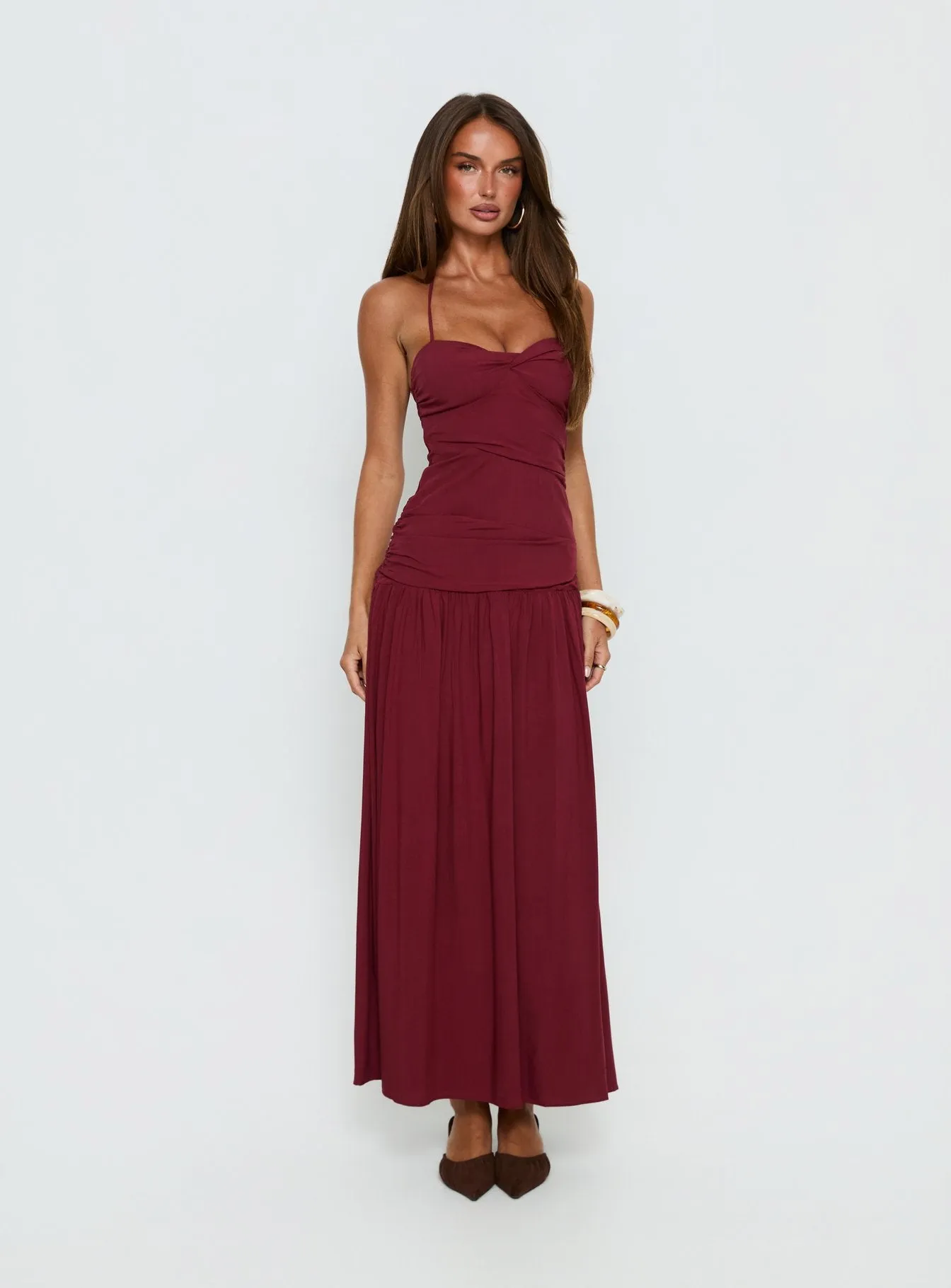 Marguerite Halter Maxi Dress Ruby Wine Tall sold by Princess Polly product image thumbnail 2