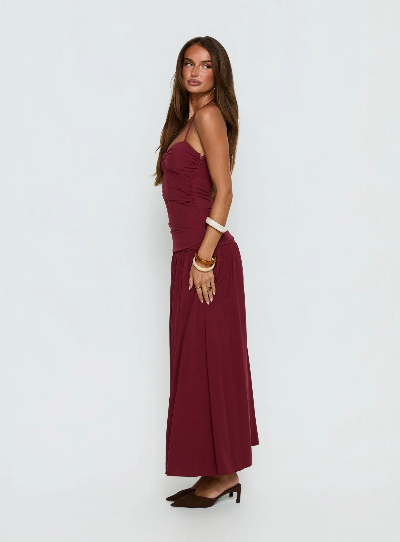 Marguerite Halter Maxi Dress Ruby Wine Tall sold by Princess Polly product image thumbnail 3