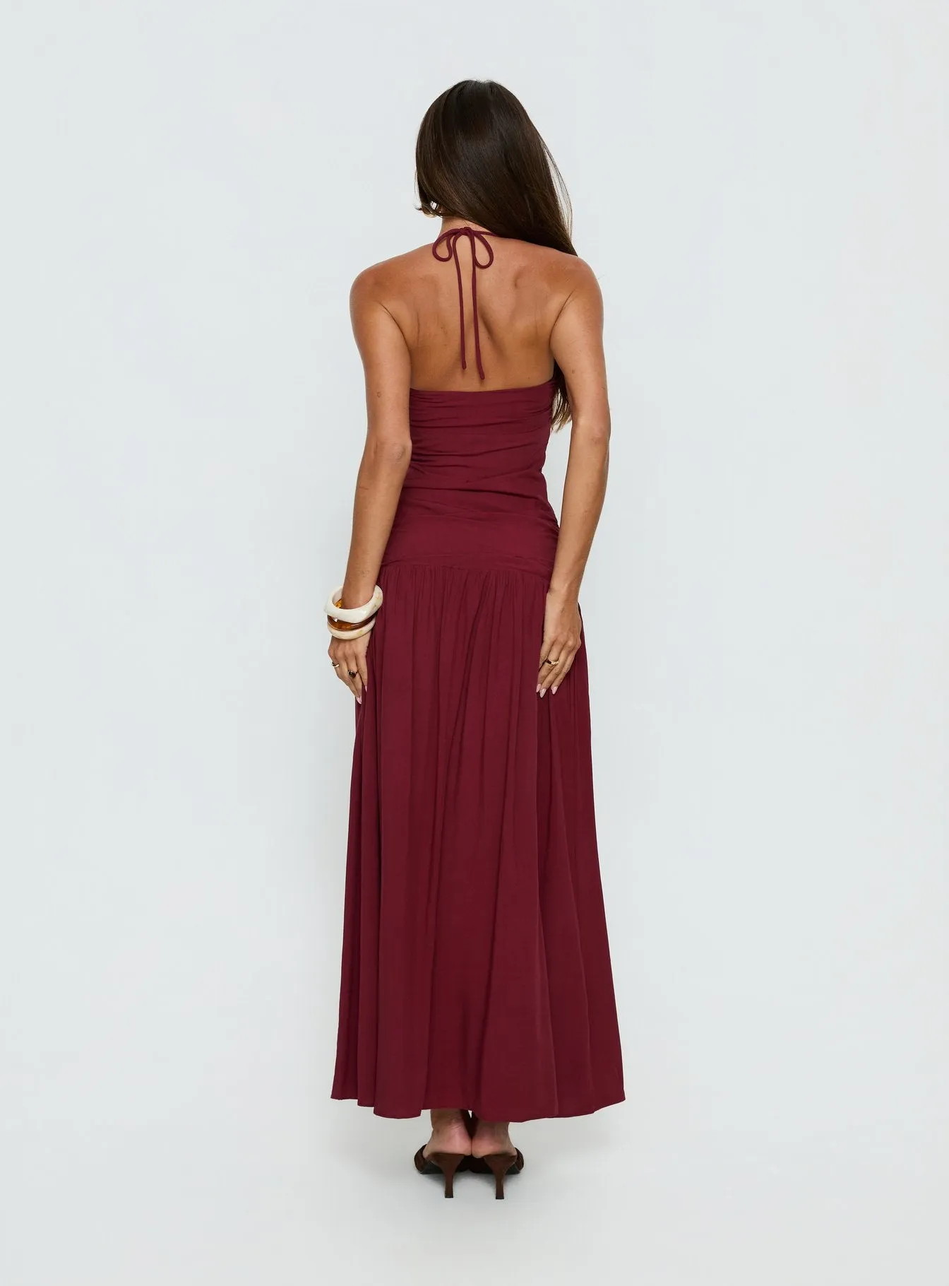 Marguerite Halter Maxi Dress Ruby Wine Tall sold by Princess Polly product image thumbnail 4