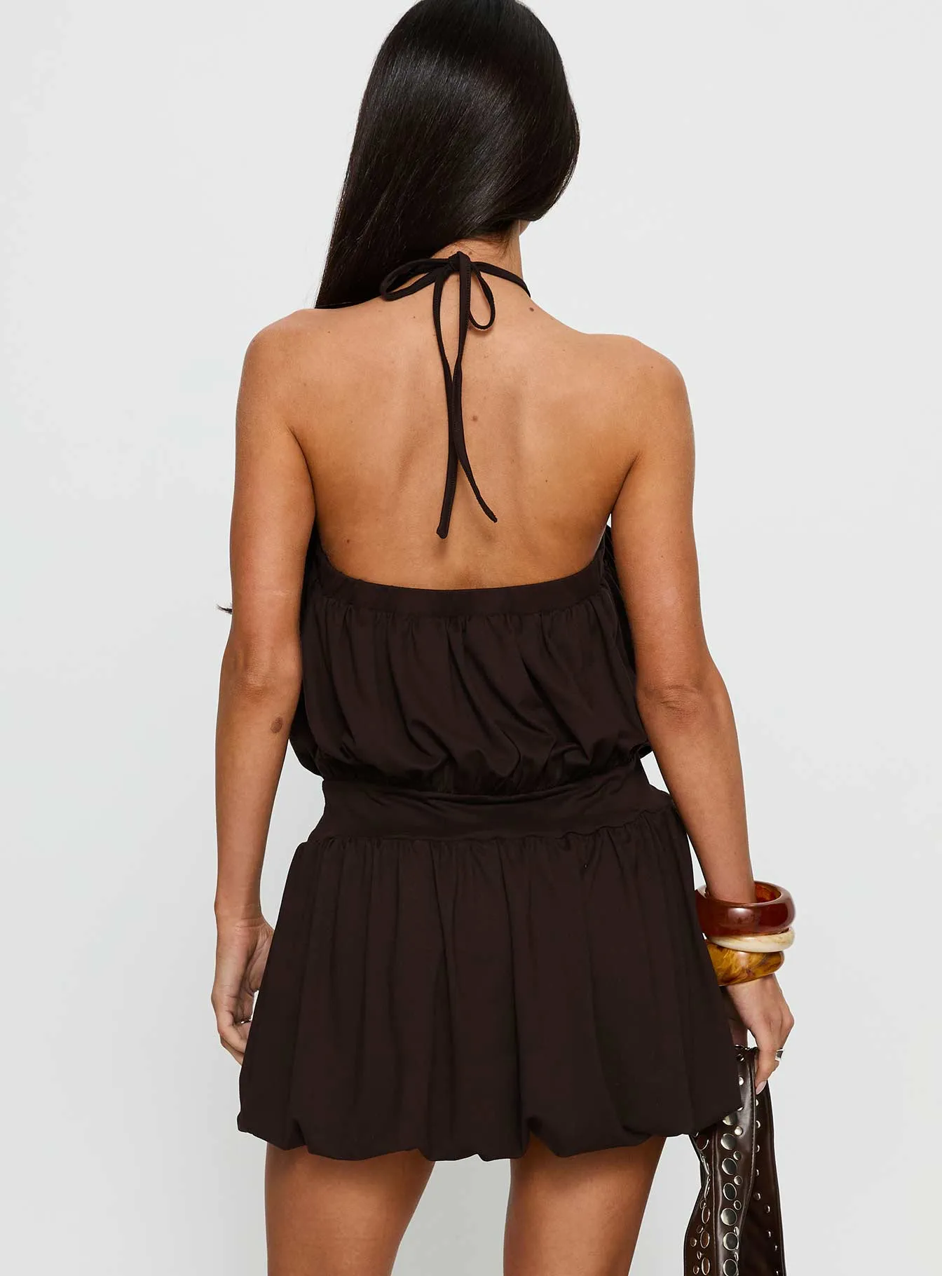 Sunnee Eyelet Detail Playsuit Brown Petite sold by Princess Polly product image thumbnail 5