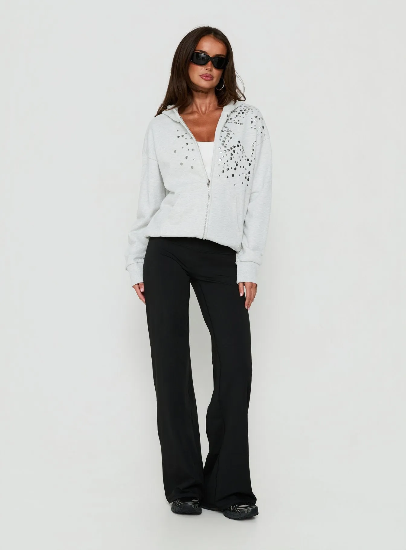 All Day Studded Oversized Hoodie Grey Marle sold by Princess Polly product image thumbnail 3