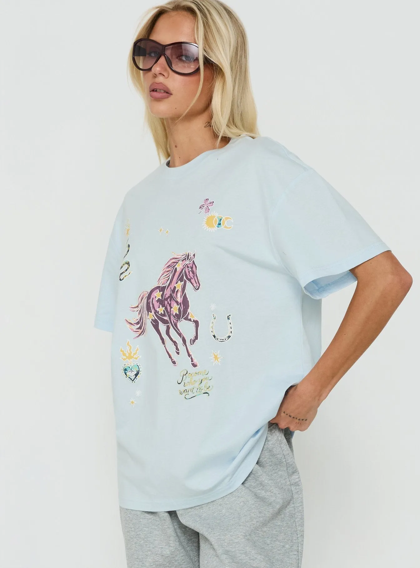 Star Stallion Oversized Graphic Tee Blue sold by Princess Polly product image thumbnail 3