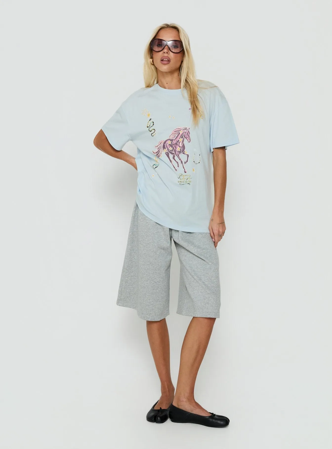 Star Stallion Oversized Graphic Tee Blue sold by Princess Polly product image thumbnail 2