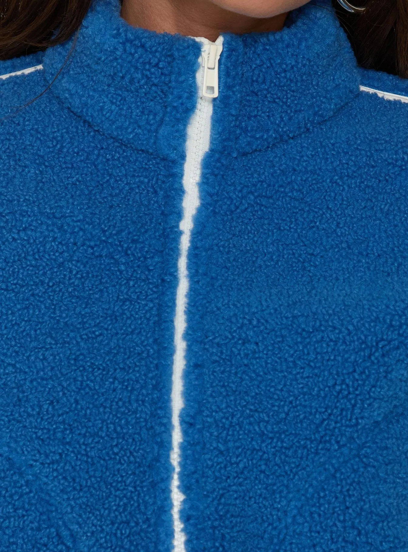 Sammee Polar Fleece Contrast Zip Through Jacket Blue / White sold by Princess Polly product image thumbnail 5