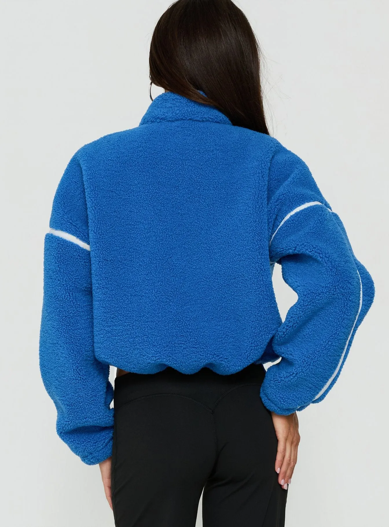 Sammee Polar Fleece Contrast Zip Through Jacket Blue / White sold by Princess Polly product image thumbnail 4