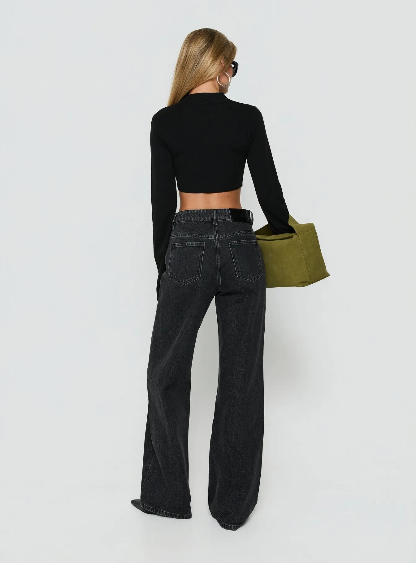 Konstanze High Rise Baggy Jeans Washed Black sold by Princess Polly product image thumbnail 4