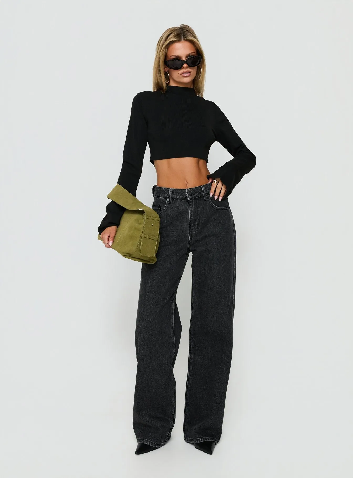 Konstanze High Rise Baggy Jeans Washed Black sold by Princess Polly product image thumbnail 2