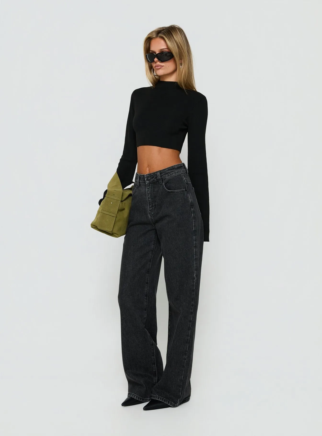 Konstanze High Rise Baggy Jeans Washed Black sold by Princess Polly product image thumbnail 3
