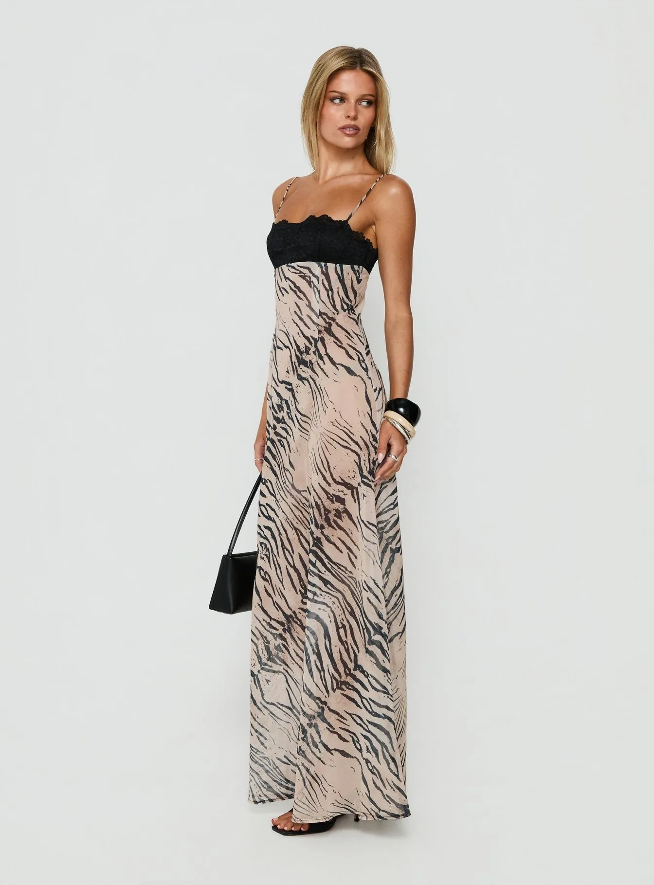 Kirstena Chiffon Lace Maxi Dress Animal Splice sold by Princess Polly product image thumbnail 4