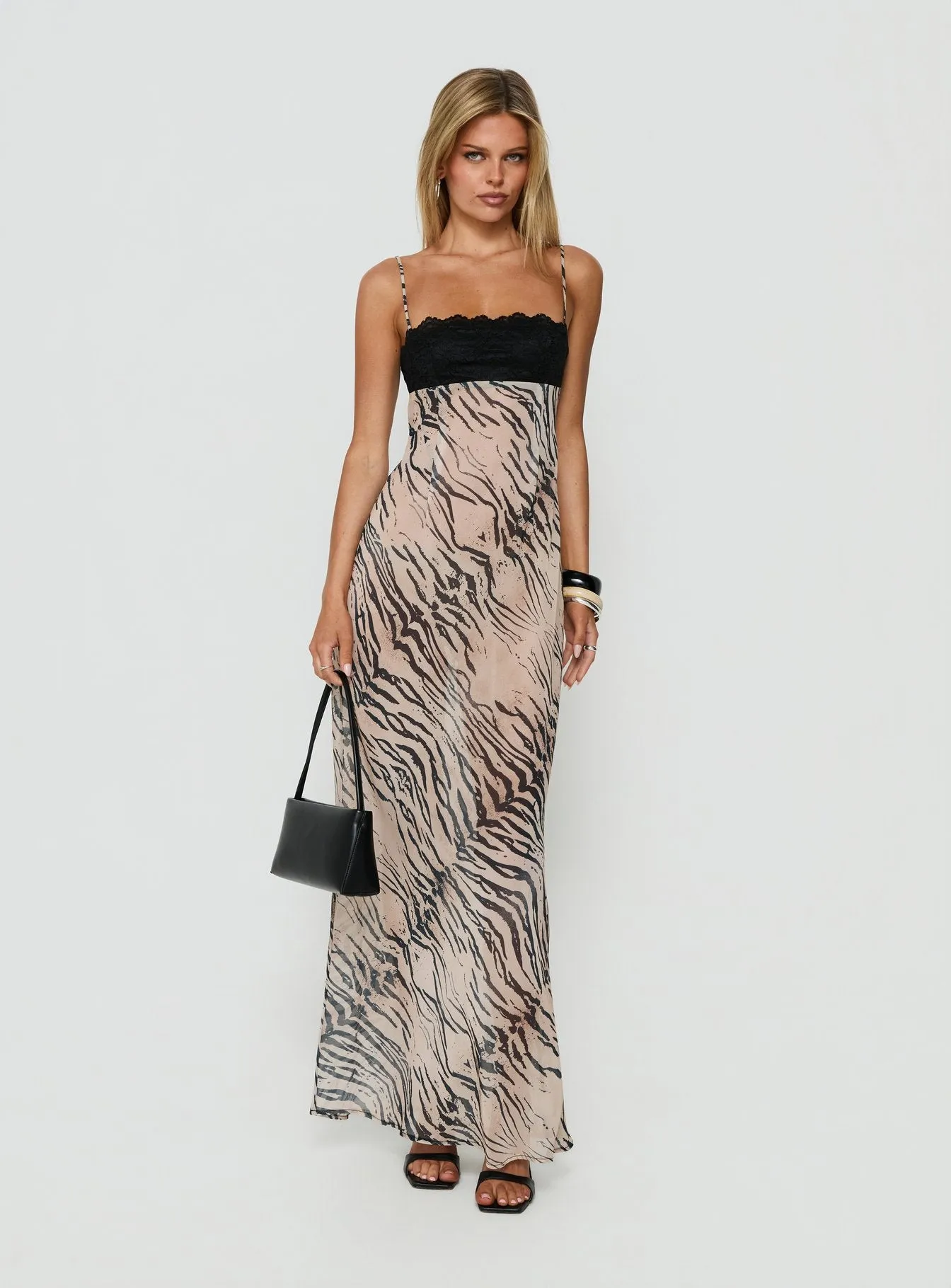 Kirstena Chiffon Lace Maxi Dress Animal Splice sold by Princess Polly product image thumbnail 3