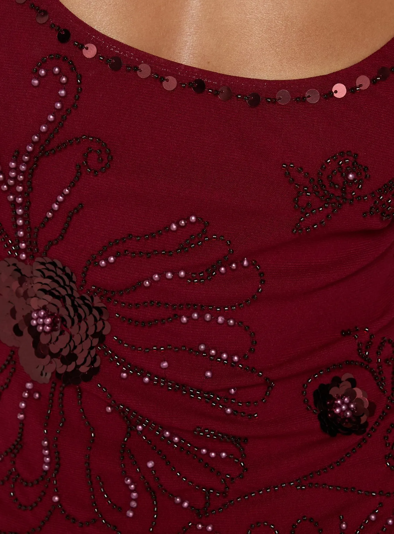 Daphie Beaded Midi Dress Burgundy sold by Princess Polly product image thumbnail 5