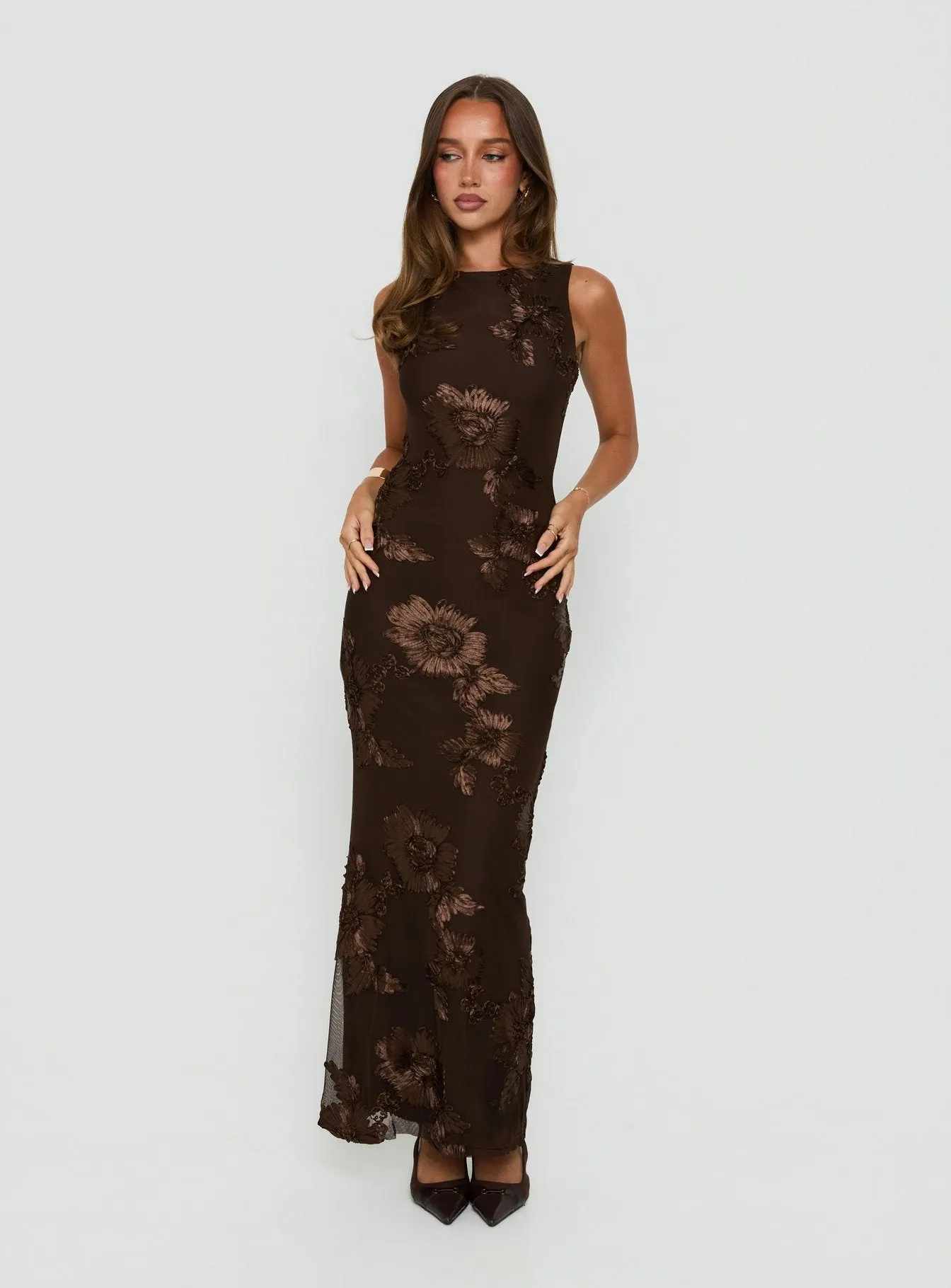 Fionna Floral Maxi Dress Chocolate sold by Princess Polly product image thumbnail 2
