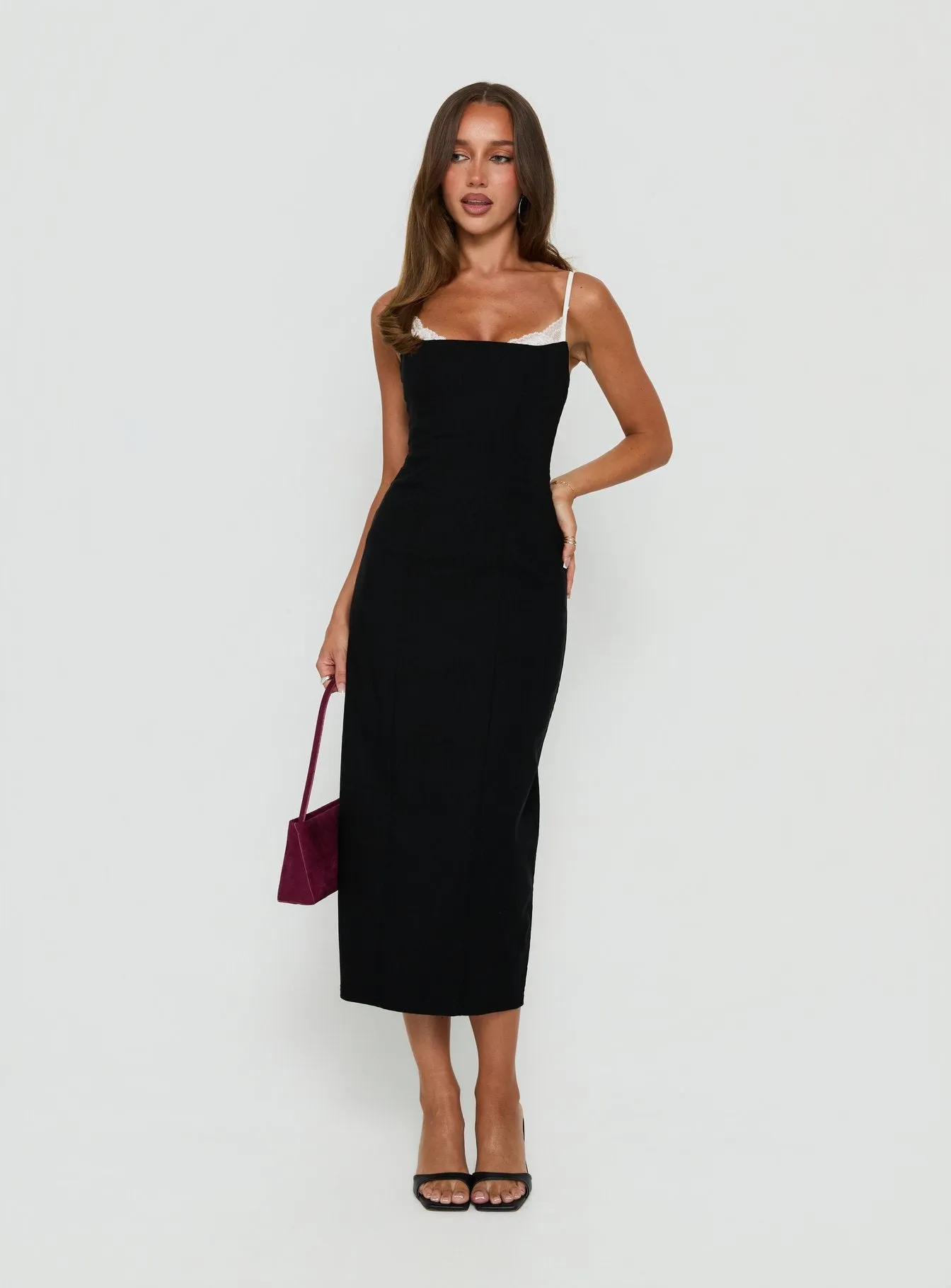 Renaissance Corset Lace Midi Dress Black / White sold by Princess Polly product image thumbnail 3