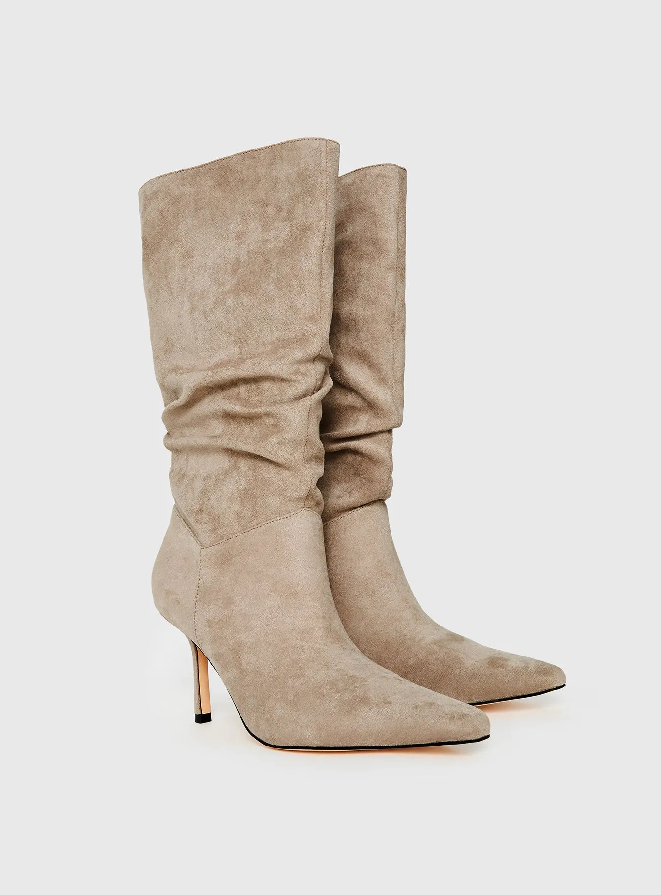Such A Charmer Faux Suede Scrunch Boot Taupe sold by Princess Polly product image thumbnail 2