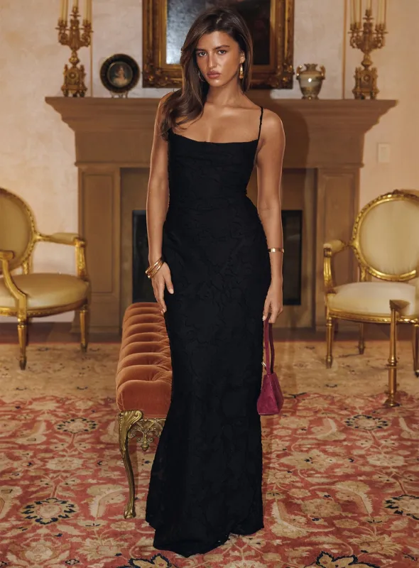 Celena Maxi Dress Black Burnout made by Princess Polly
