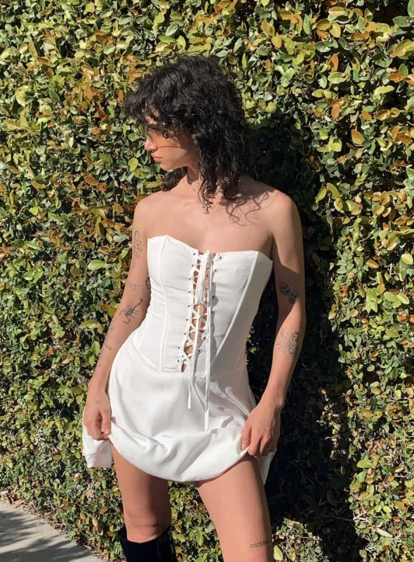 Peroli Corset Mini Dress White sold by Princess Polly