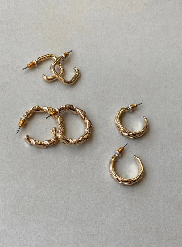 Naomie Earring Pack Gold sold by Princess Polly