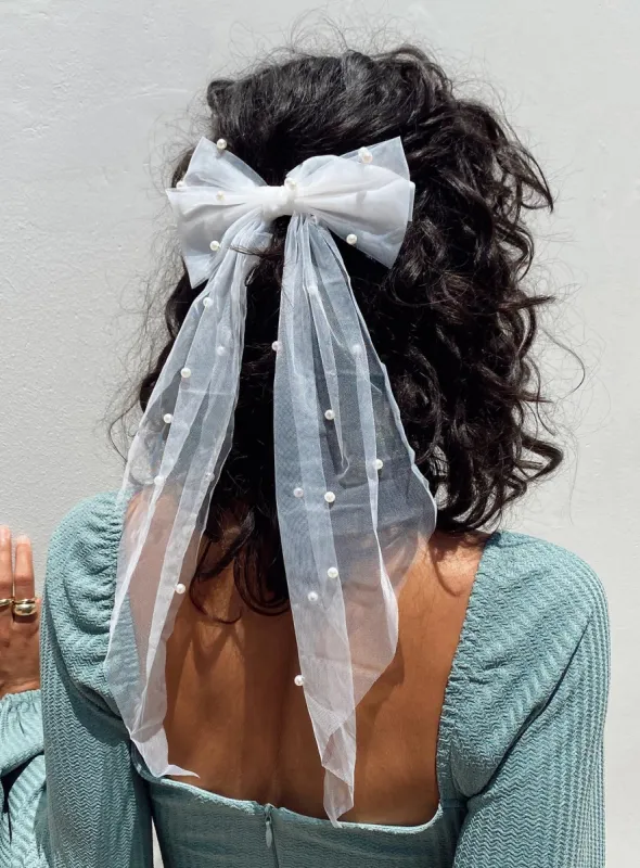 Imi Hair Bow White sold by Princess Polly