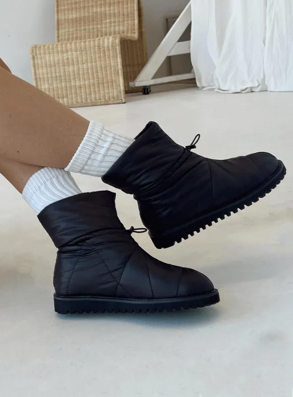 Higgins Quilted Ankle Boots Black sold by Princess Polly