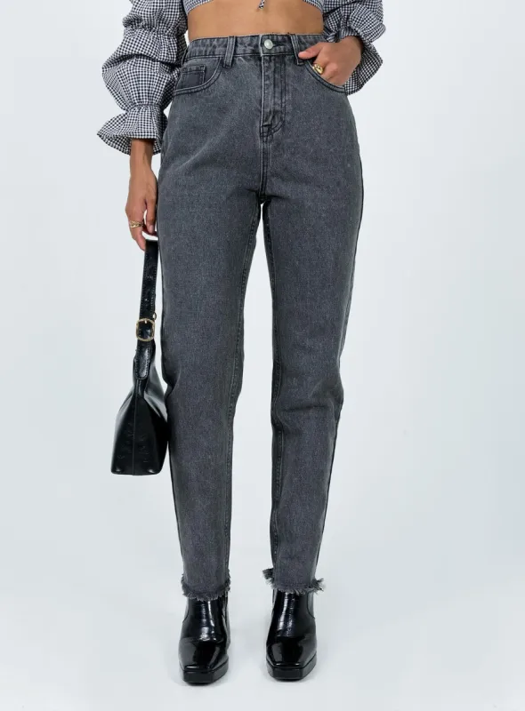 Connecticut Straight Leg Jeans Washed Black sold by Princess Polly