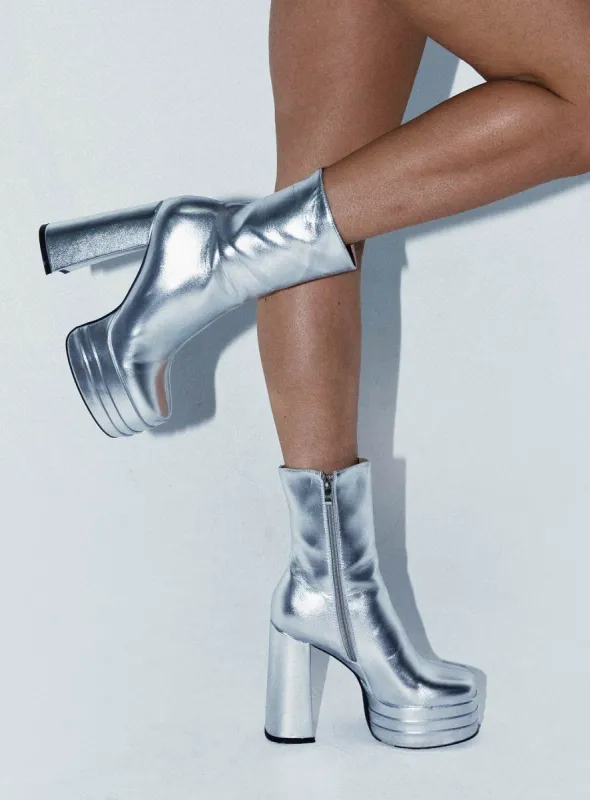 Ricardo Platform Ankle Boots Chrome sold by Princess Polly