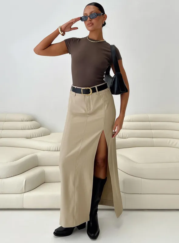 Fall Maxi Skirt Taupe sold by Princess Polly