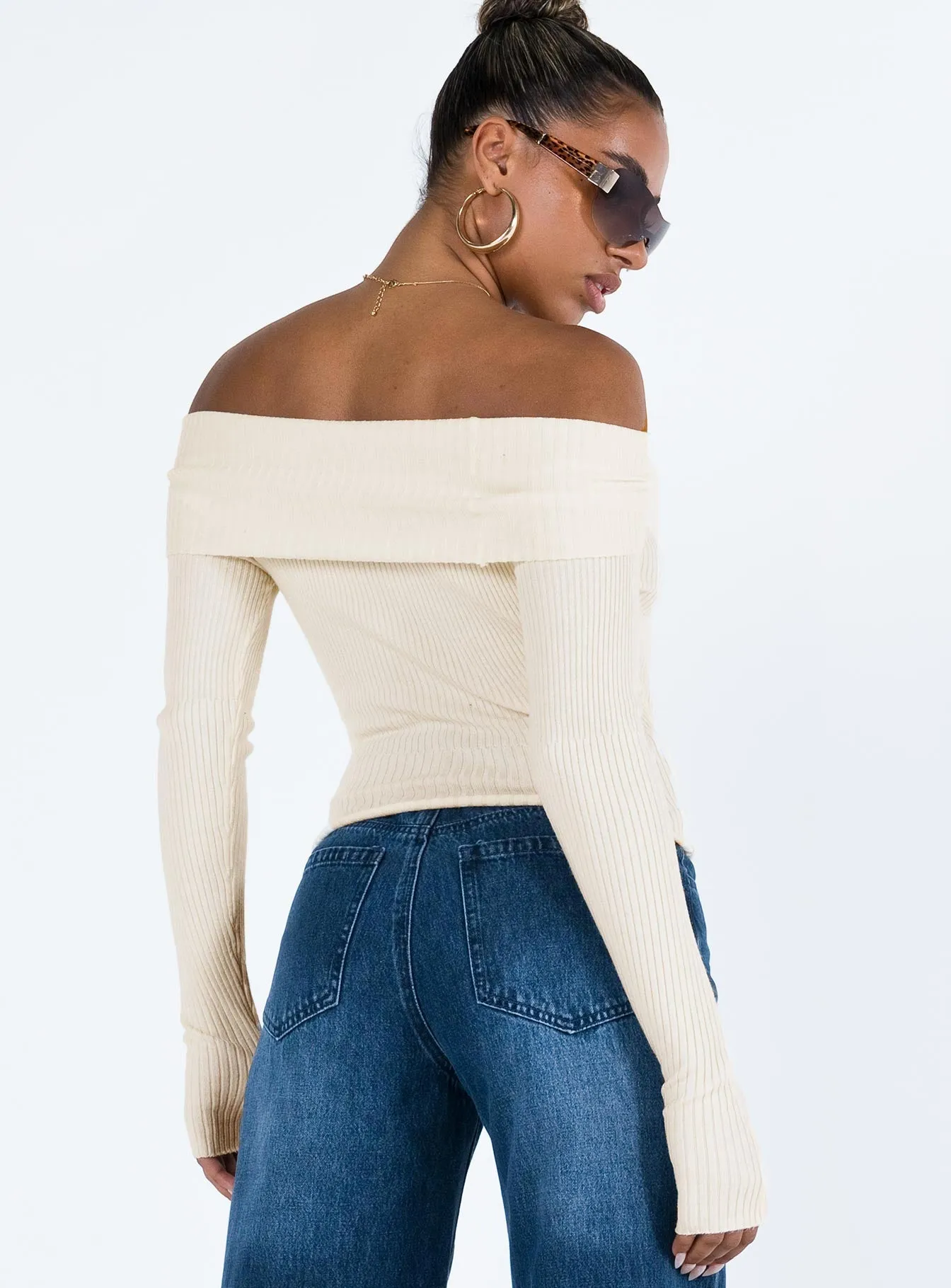 Morley Off Shoulder Sweater Cream sold by Princess Polly product image thumbnail 5