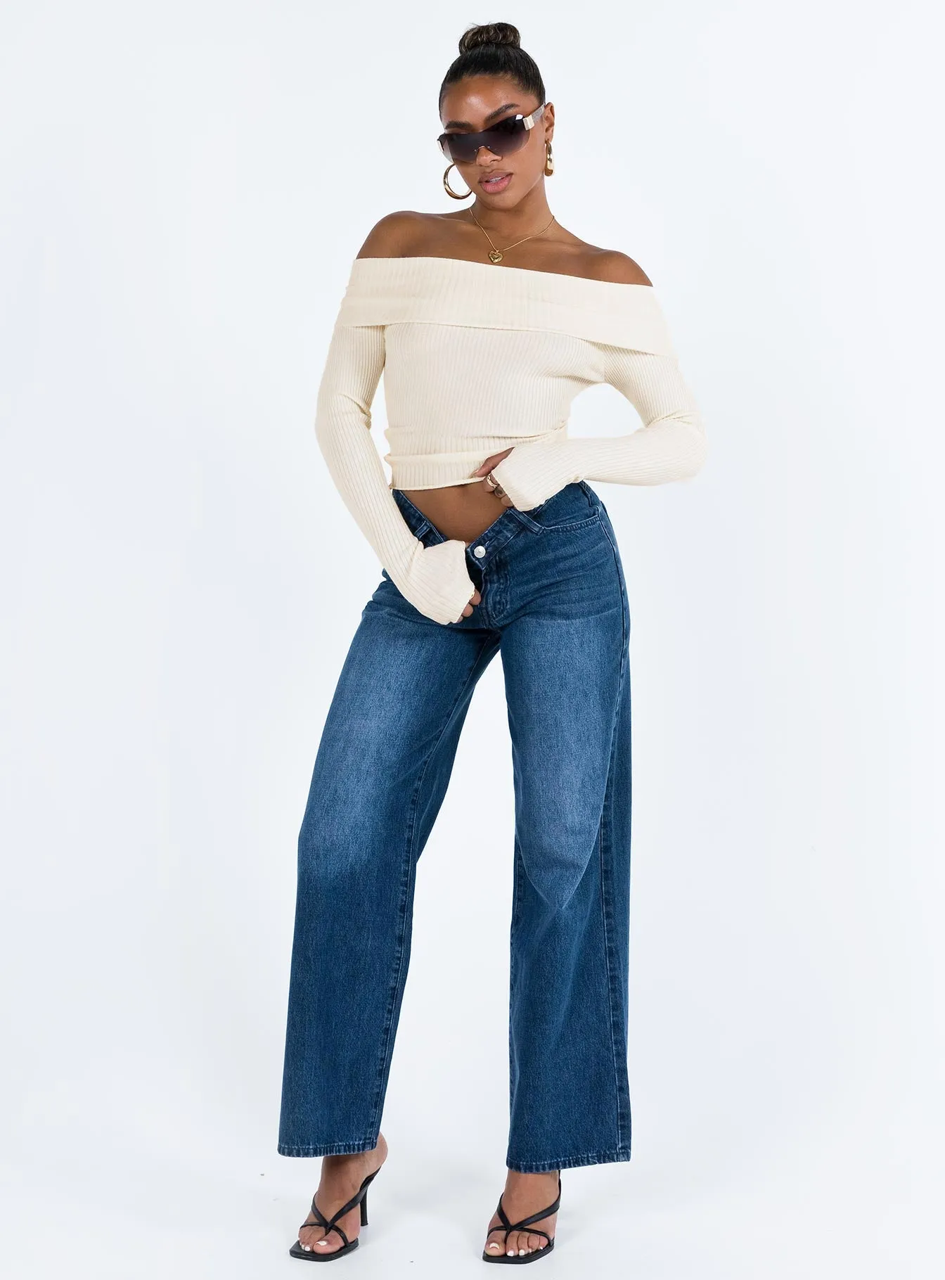 Morley Off Shoulder Sweater Cream sold by Princess Polly product image thumbnail 3