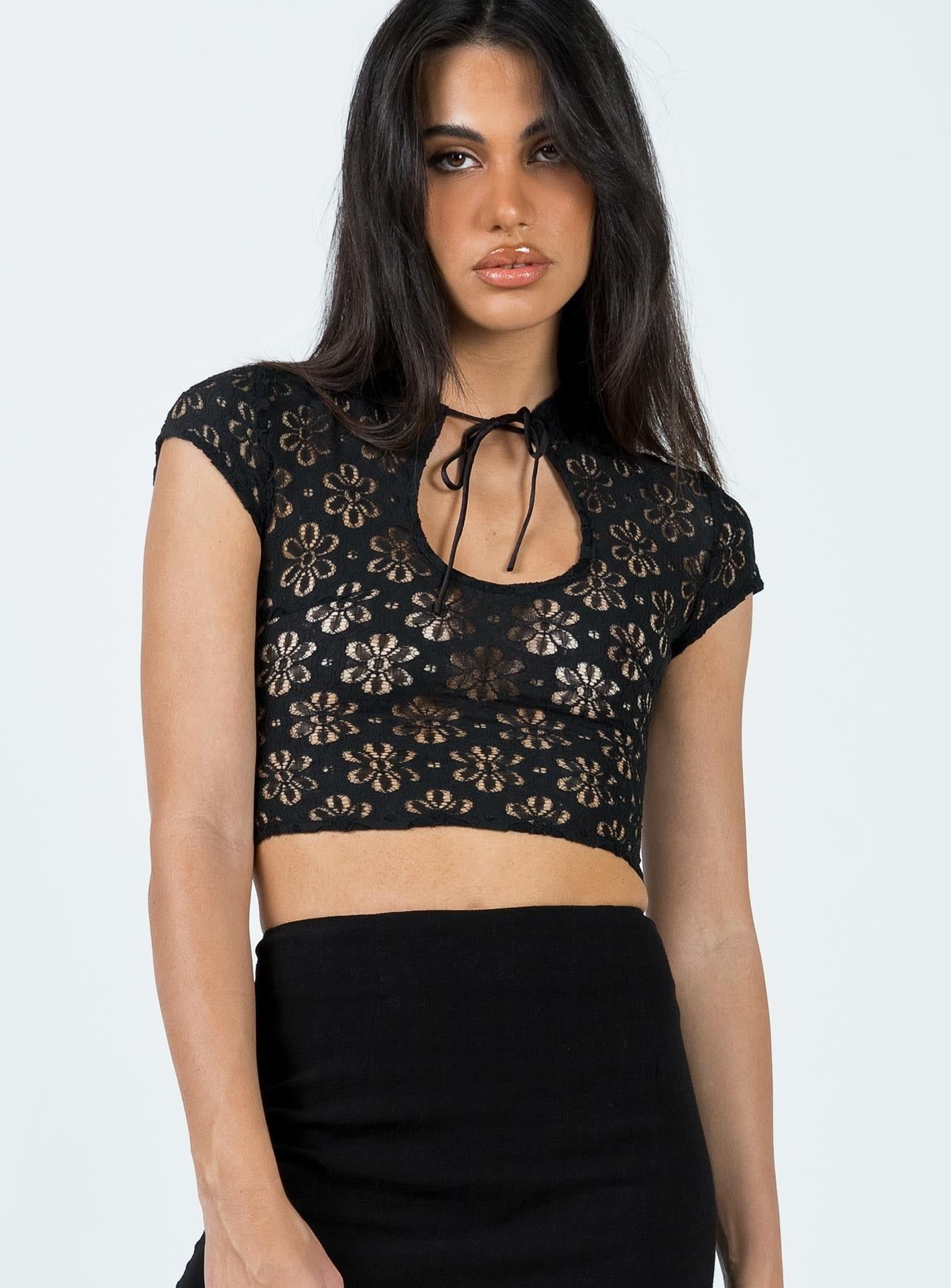 Amity Lace Top Black sold by Princess Polly product image thumbnail 2