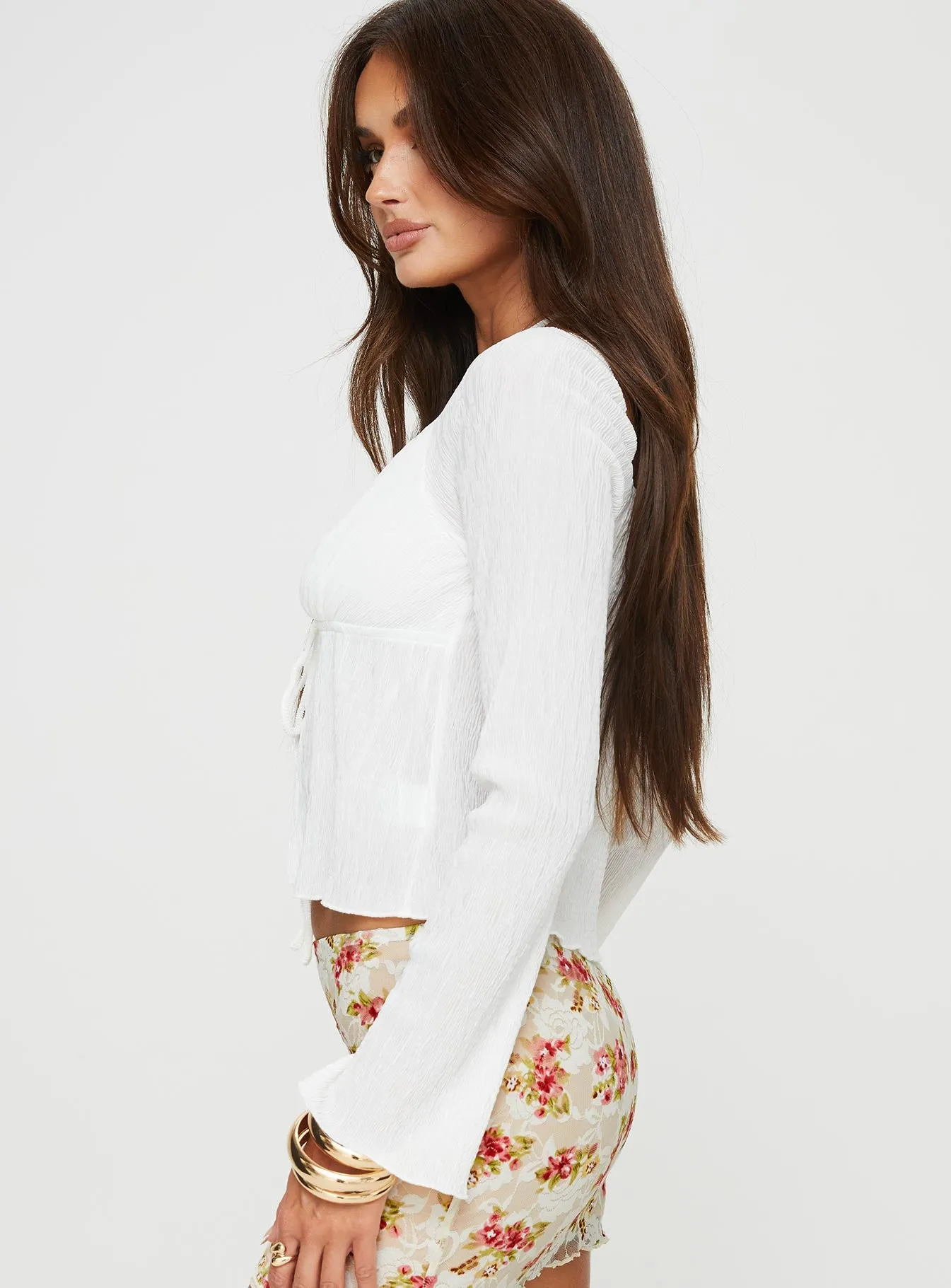 Chantria Long Sleeve Halter Top White sold by Princess Polly product image thumbnail 4