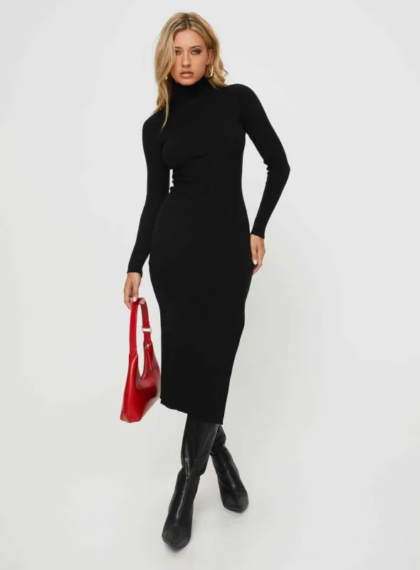 Sydella Long Sleeve Maxi Dress Black sold by Princess Polly