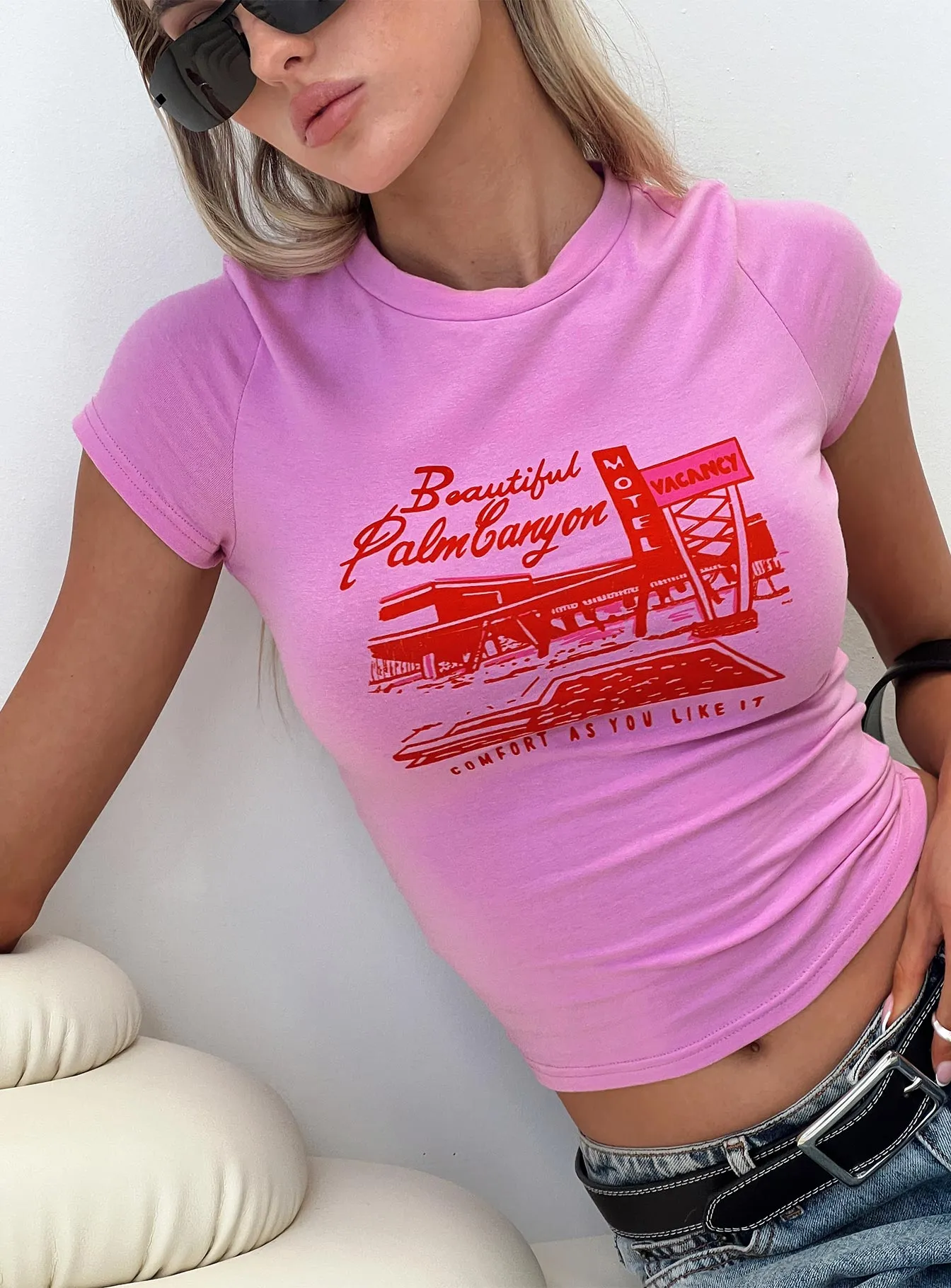 Palm Canyon Tee Pink sold by Princess Polly