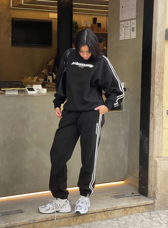 Princess Polly Track Pants Stripe Black / White sold by Princess Polly