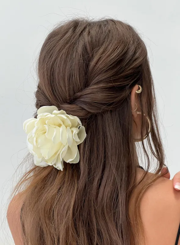Rueth Hair Clip & Scrunchie Pack Cream sold by Princess Polly