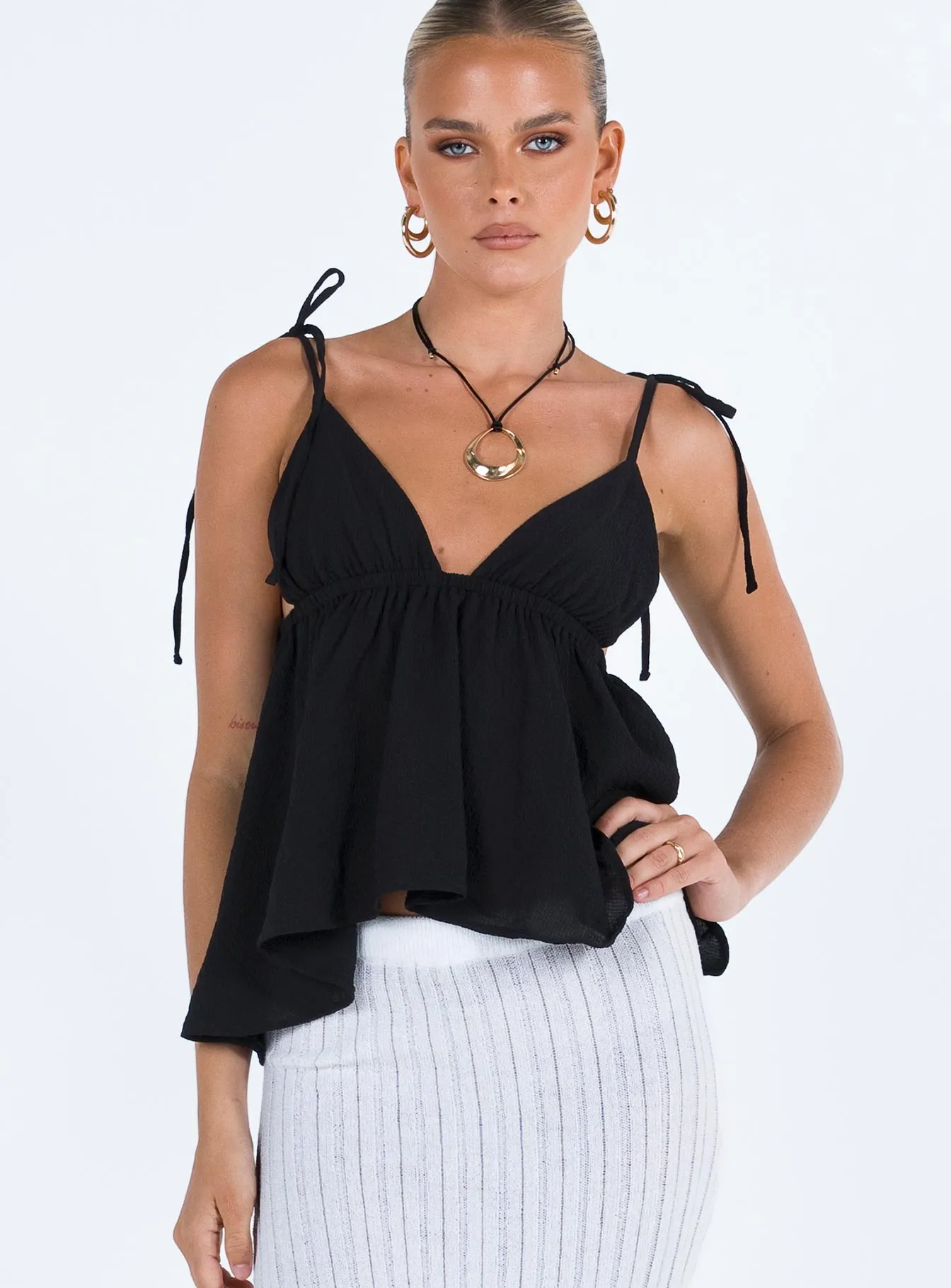 Hearts Flutter Top Black Lower Impact sold by Princess Polly product image thumbnail 2