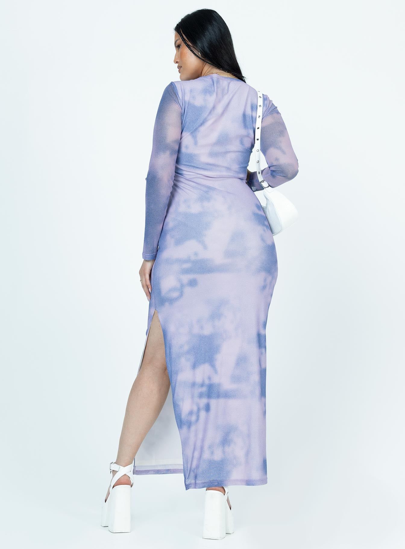 Harlowe Mesh Maxi Dress Blue Multi sold by Princess Polly product image thumbnail 5